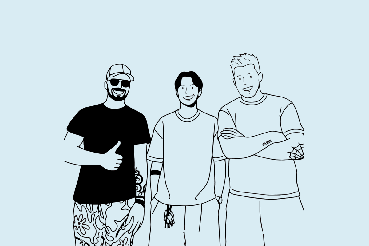Illustrazione dei tre fondatori di Spazio: Alberto, Simone e Daniele